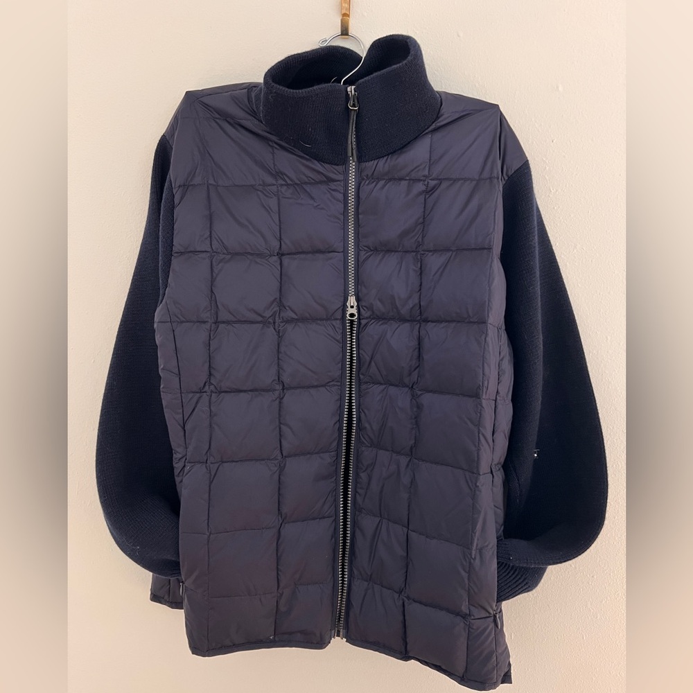 Taion - Navy High Neck Knit Down Jacket - S